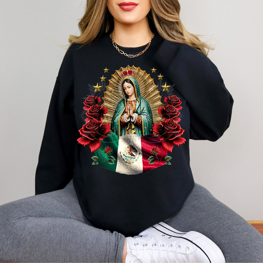 Virgen De Guadalupe Mexican Flag DTF Transfer