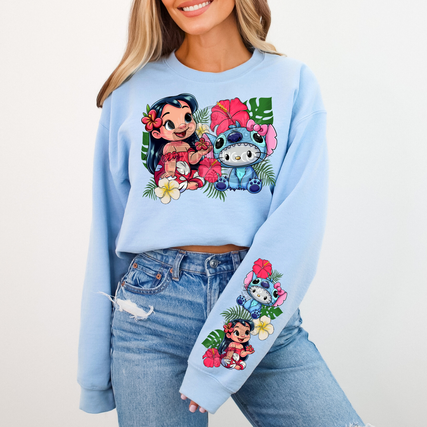 HK Lilo & Stitch  W/ Sleeve DTF Transfer