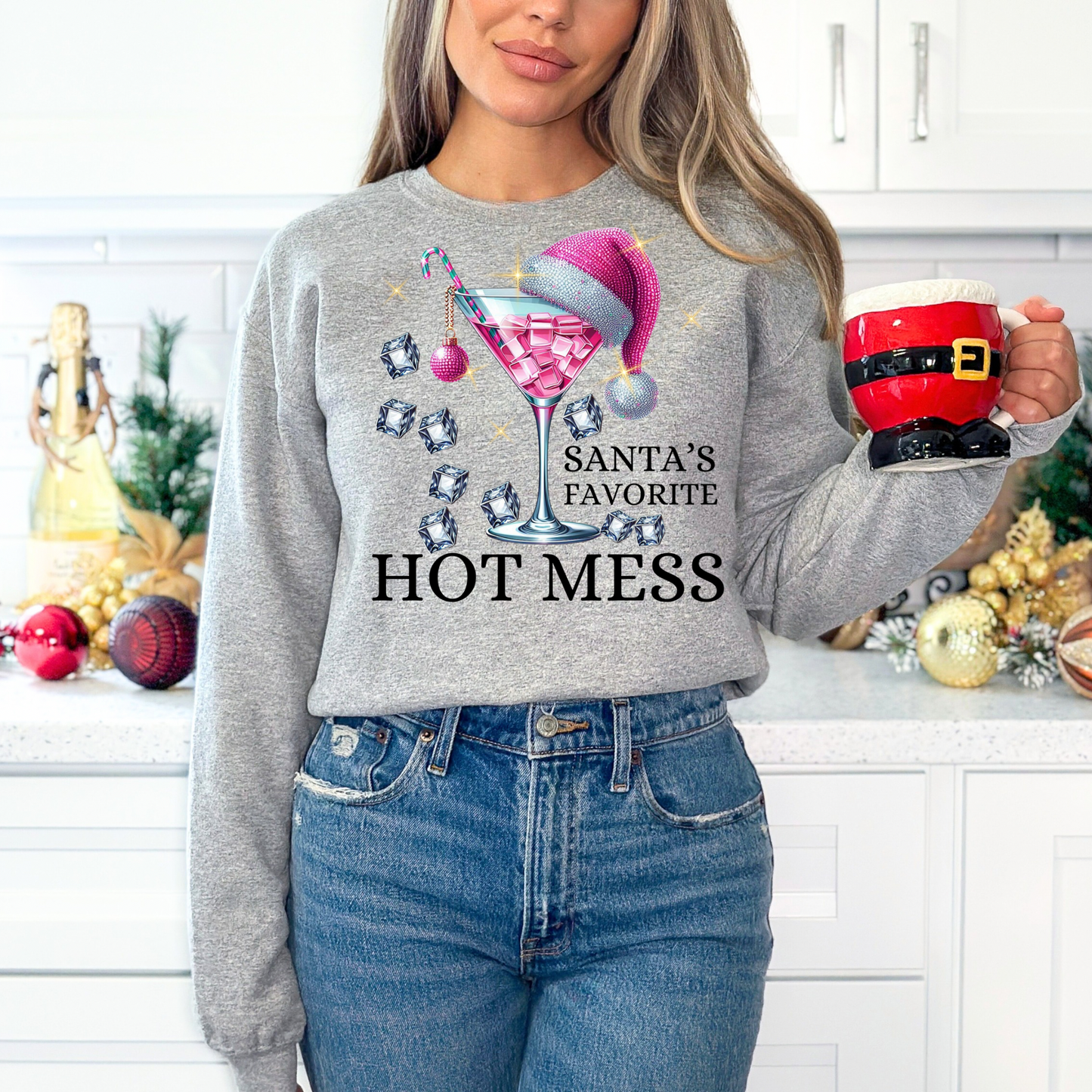 Santa’s Favorite Hot Mess- Pink DTF Transfer