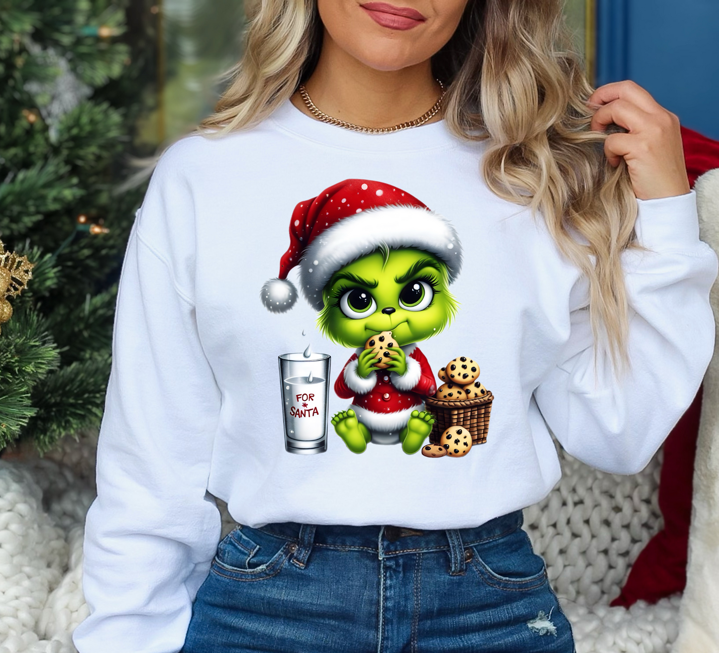 Cookies For Santa Mean Grinch DTF Transfer