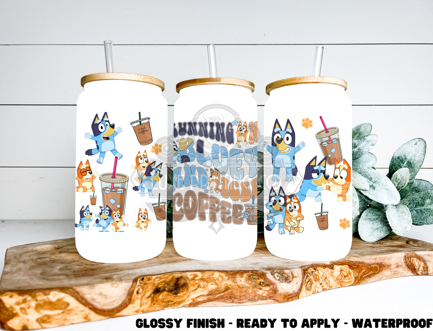 Running On Bluey & Coffee  - 16 oz Glass Wrap