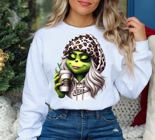 Lady Grinch With Lashes  DTF Transfer