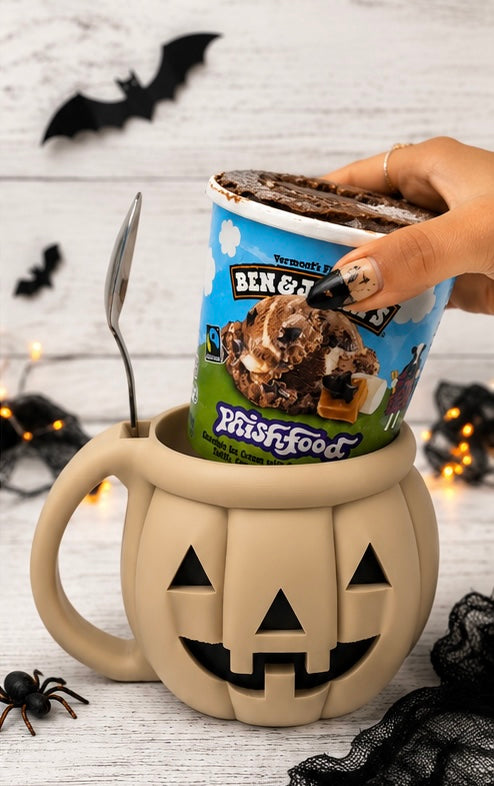 Pumpkin Ice Cream Pint Holder | Halloween Ice Cream Cozy | Pint Mug | 3D Printed Gift