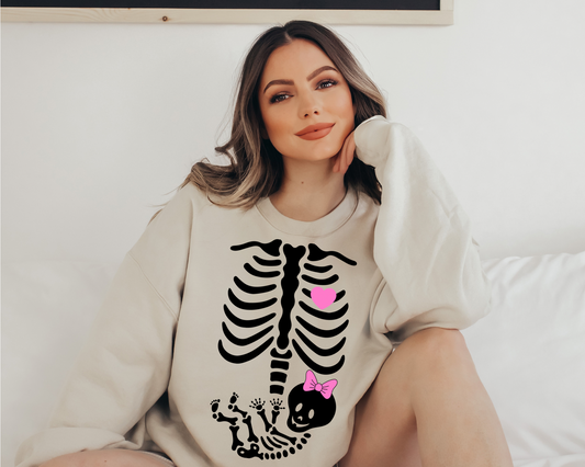 Pregnant Skelington Crew Neck