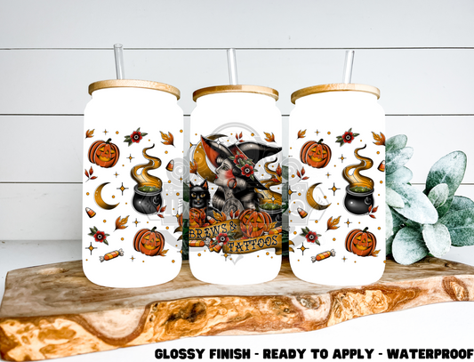 Brews & Tattoos - 16 oz Glass Wrap