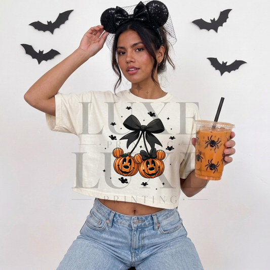 Pumpkin Bow Halloween Crop Top