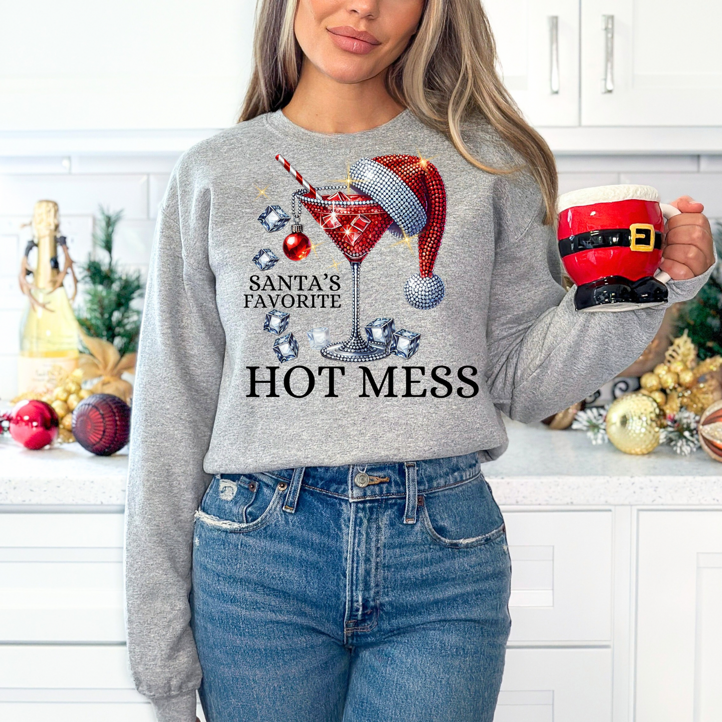 Santa’s Favorite  Hot Mess- Red  DTF Transfer