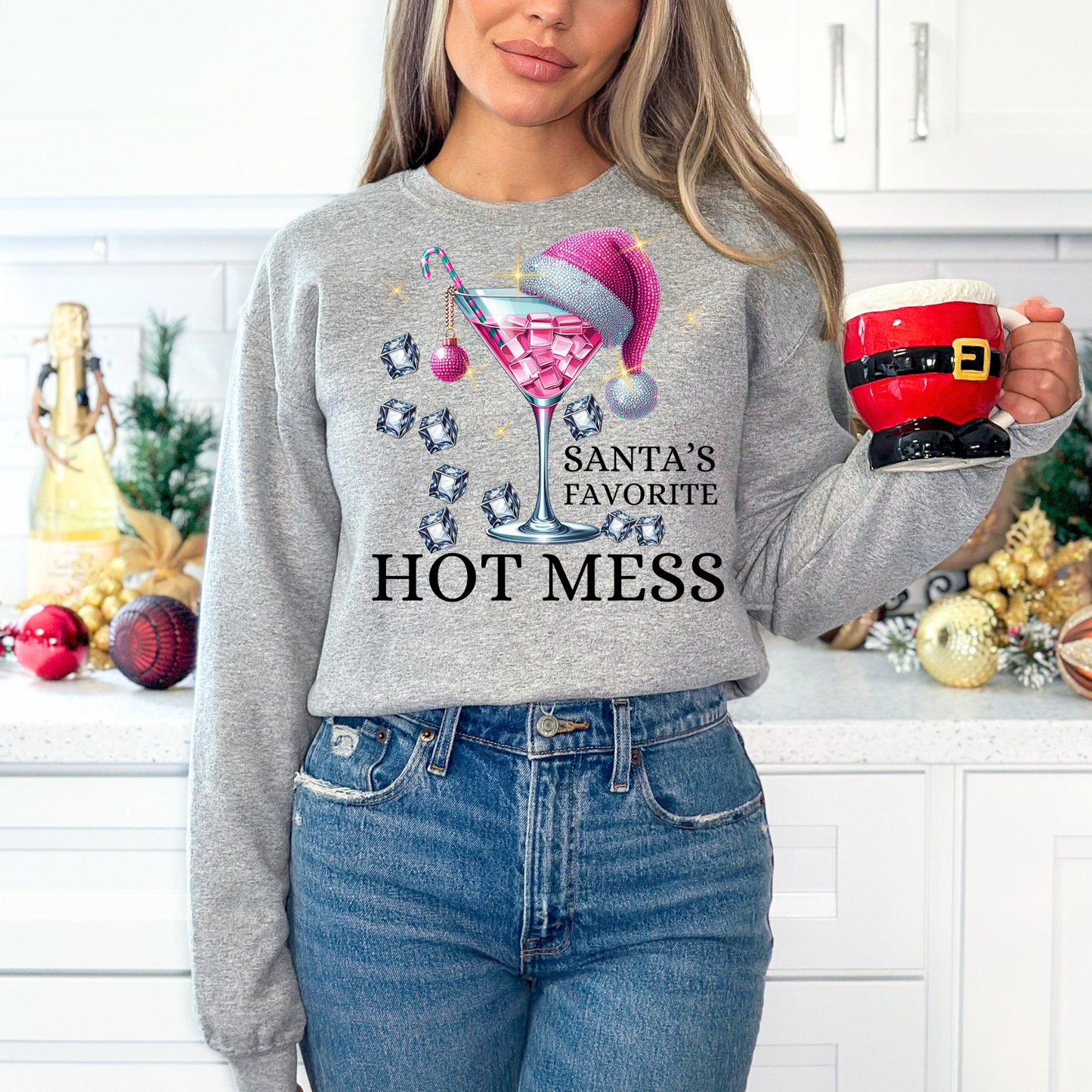 Santa’s Favorite  Hot Mess- Pink  DTF Transfer