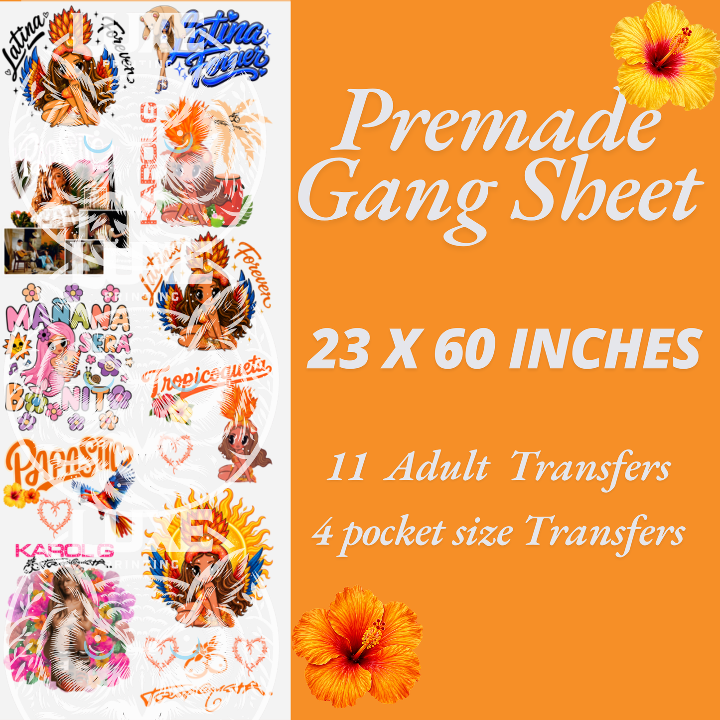 Exclusive Tropicoqueta  60 inch Gangsheet DTF Transfer